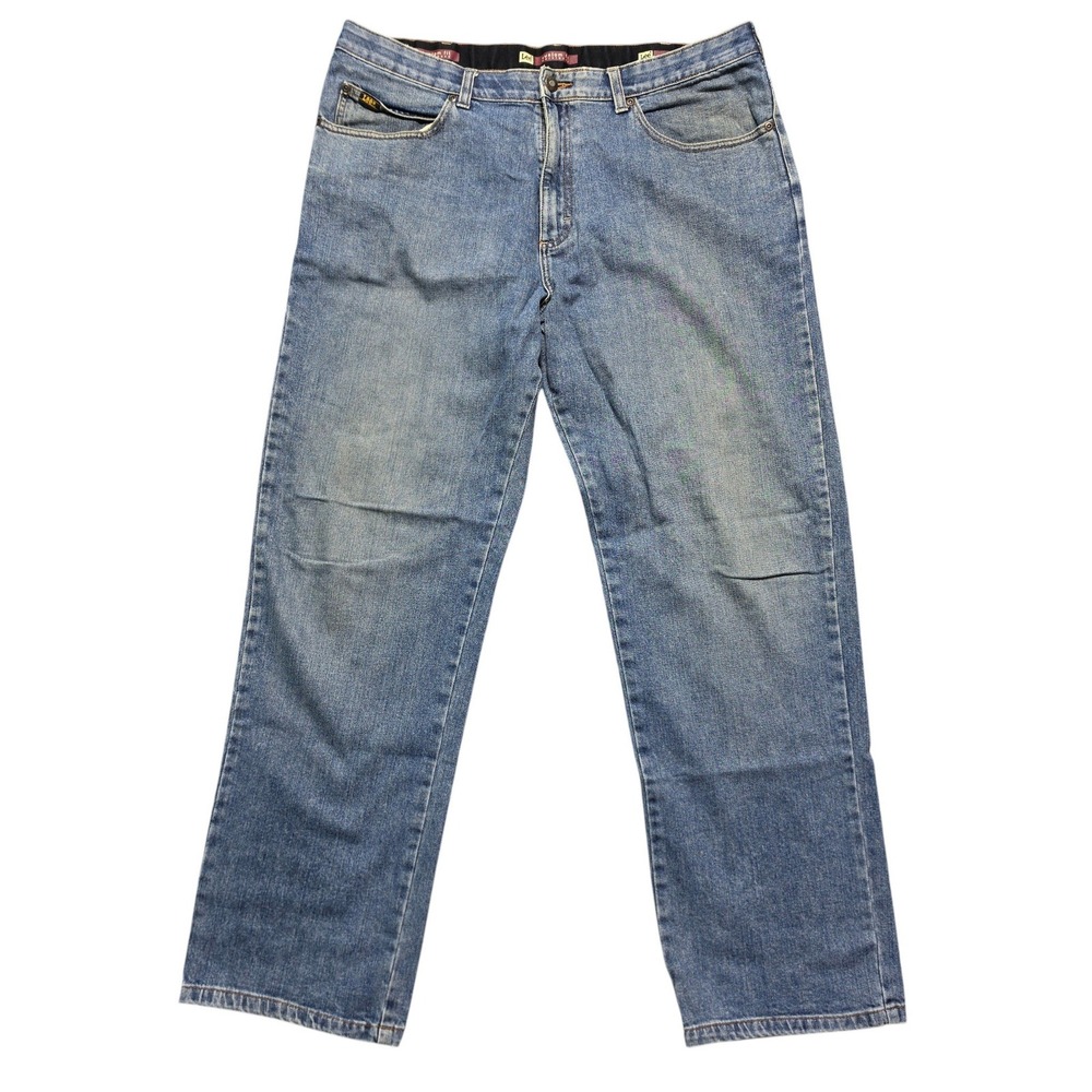 Dadcore 90s Style Custom Fit Straight Leg Jeans Mens 38x32 Blue Lee